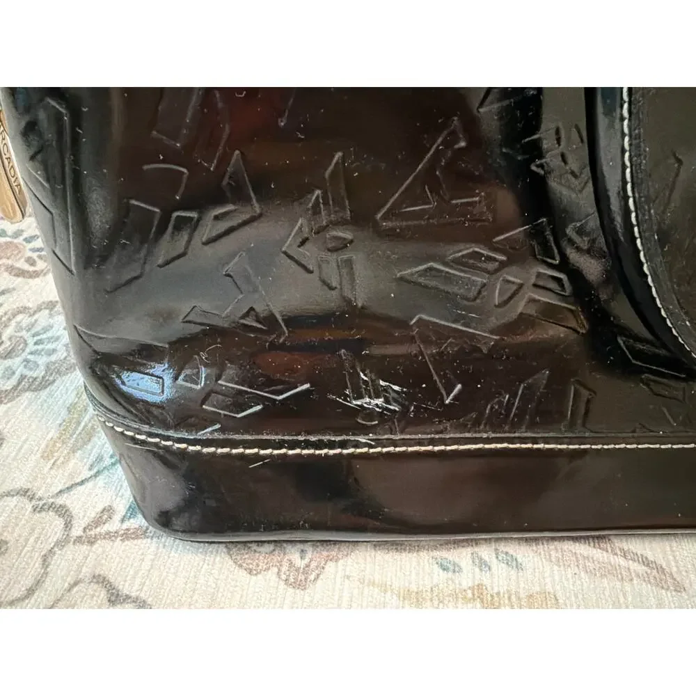 ARCADIA Leather Womens Black Handbag Satchel Bag Made In Italy Classic Chic